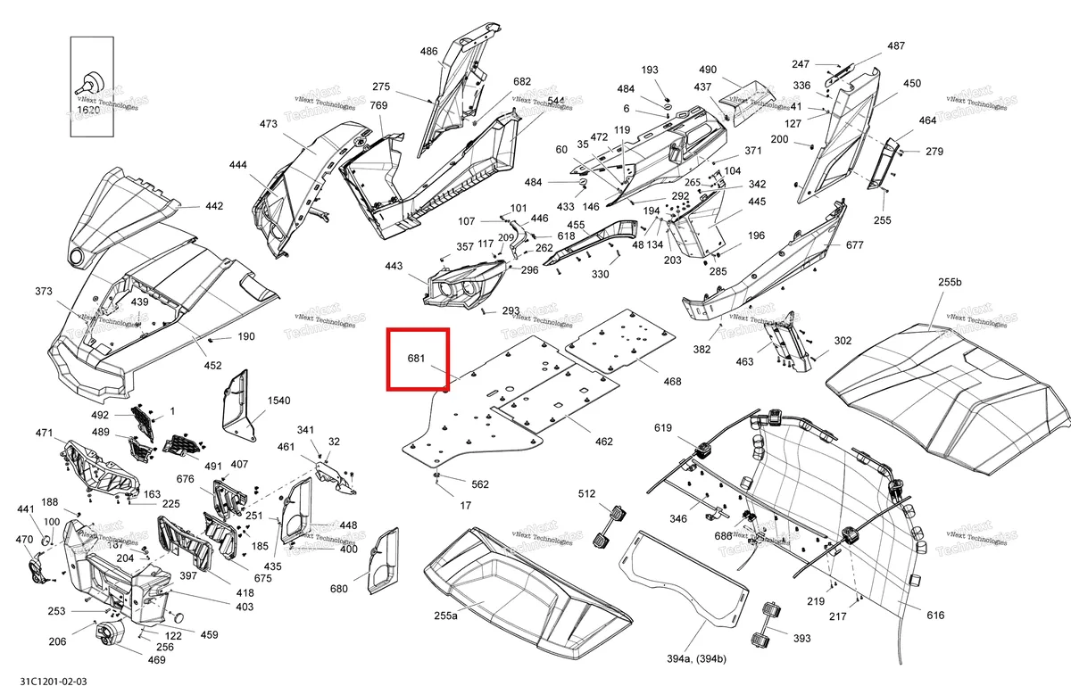 Деталь 705005416 на схеме узла 2012 Can-Am Commander LTD, 1000 EFI Body And Accessories