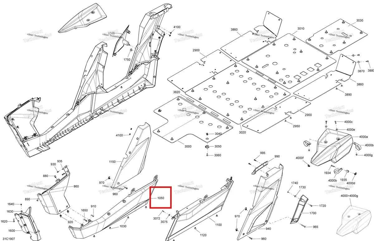 Деталь 705005423 на схеме узла 2019 Can-Am Commander MAX 800R EFI Body And Accessories - Central Panel - Squadron Green