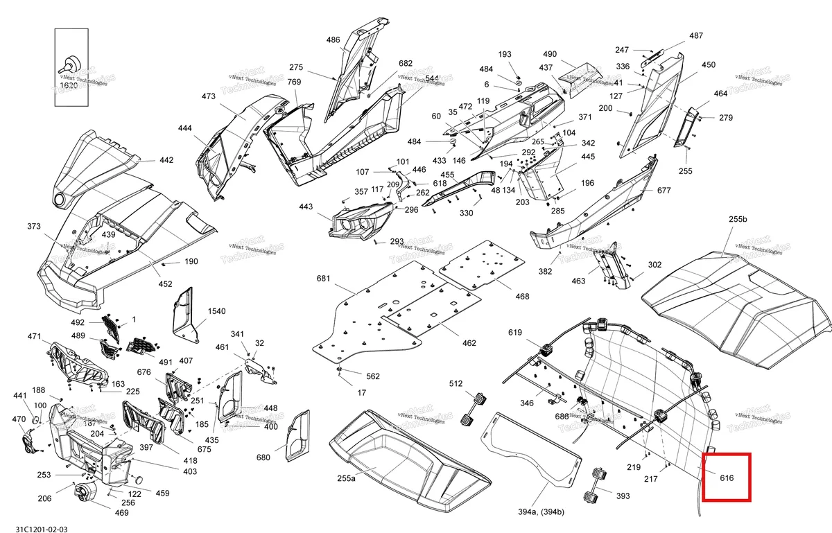 Деталь 705005482 на схеме узла 2012 Can-Am Commander LTD, 1000 EFI Body And Accessories
