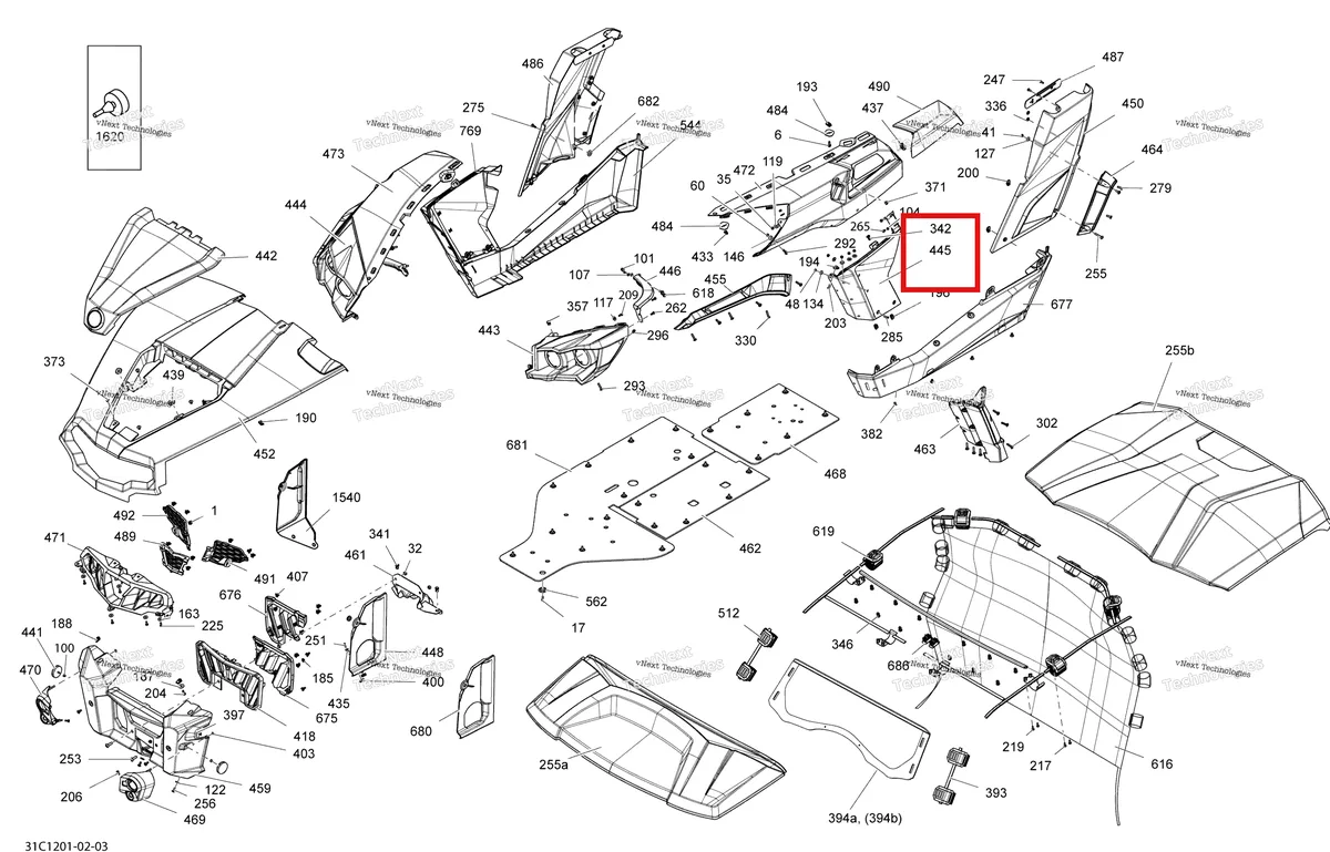 Деталь 705005539 на схеме узла 2012 Can-Am Commander STD, XT, X, 1000 EFI Body And Accessories