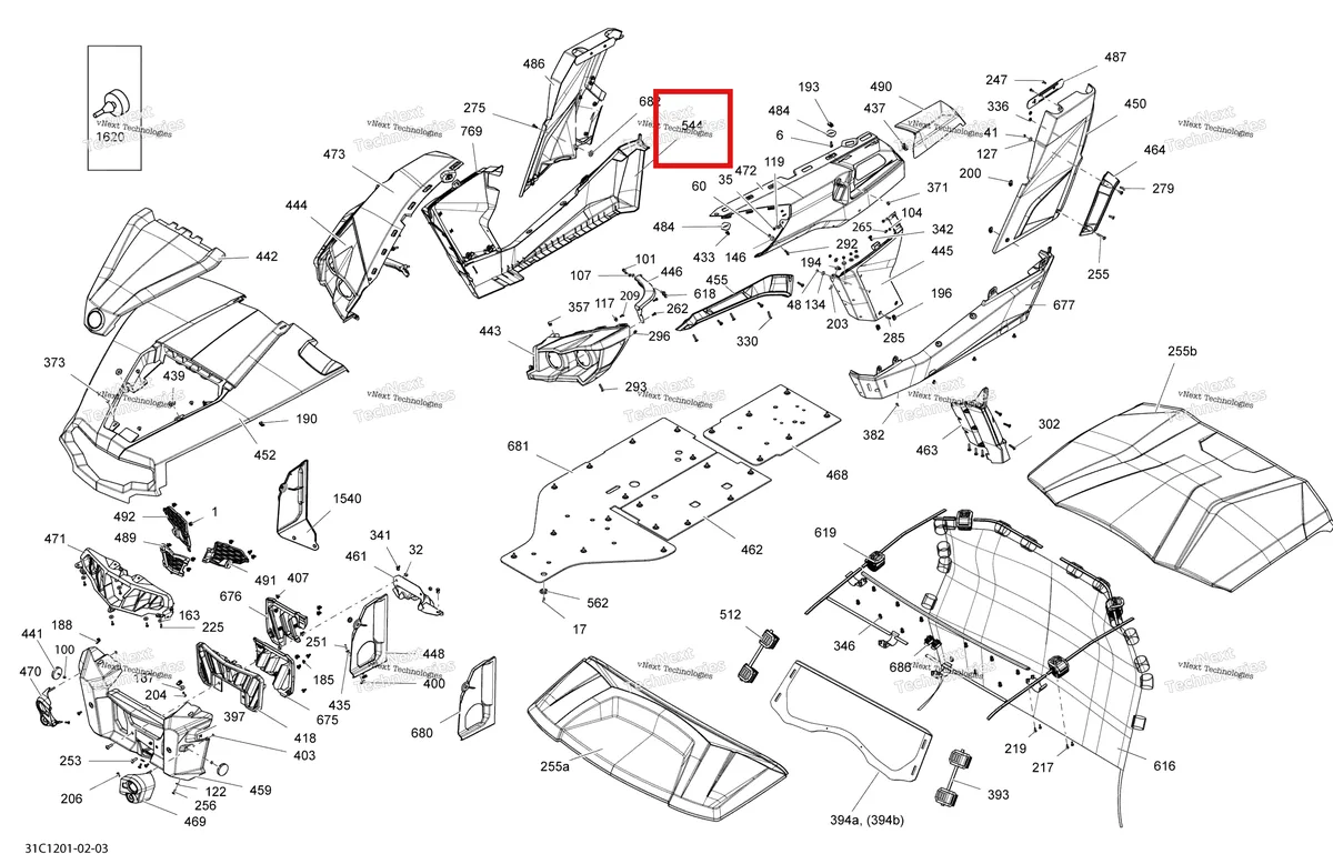 Деталь 705005549 на схеме узла 2012 Can-Am Commander LTD, 1000 EFI Body And Accessories