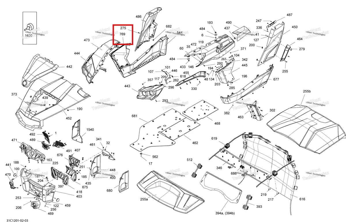 Деталь 705005555 на схеме узла 2012 Can-Am Commander LTD, 1000 EFI Body And Accessories