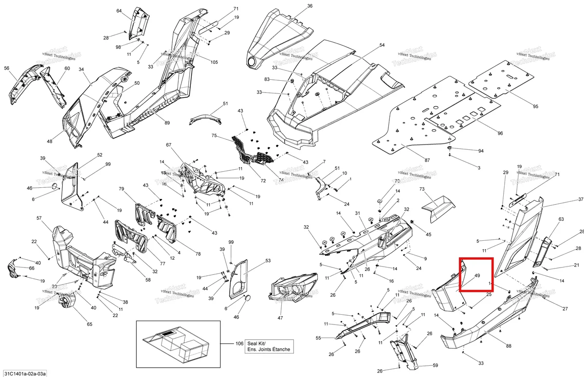 Деталь 705005559 на схеме узла 2014 Can-Am COMMANDER 1000 STD, DPS, XT, XT-P Body And Accessories