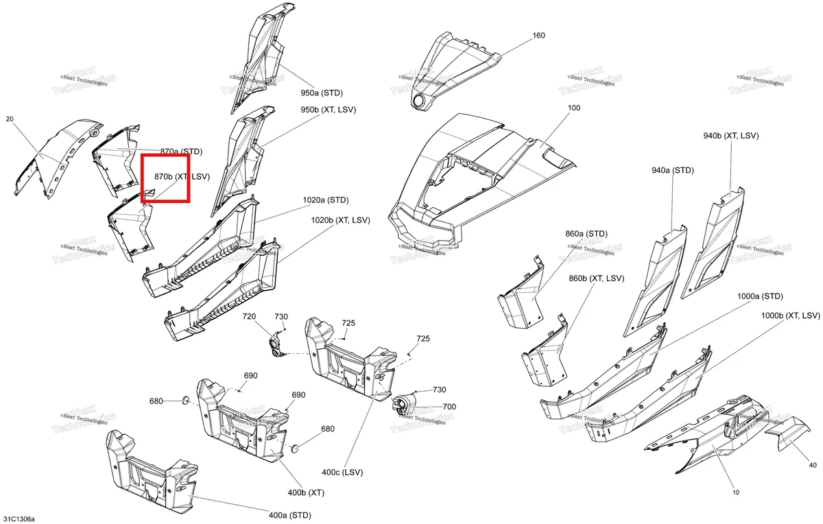 Деталь 705005560 на схеме узла STD, XT, LSV Body And Accessories