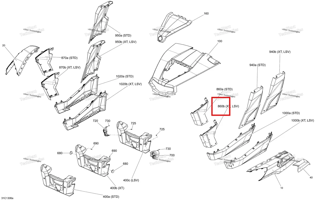 Деталь 705005561 на схеме узла STD, XT, LSV Body And Accessories
