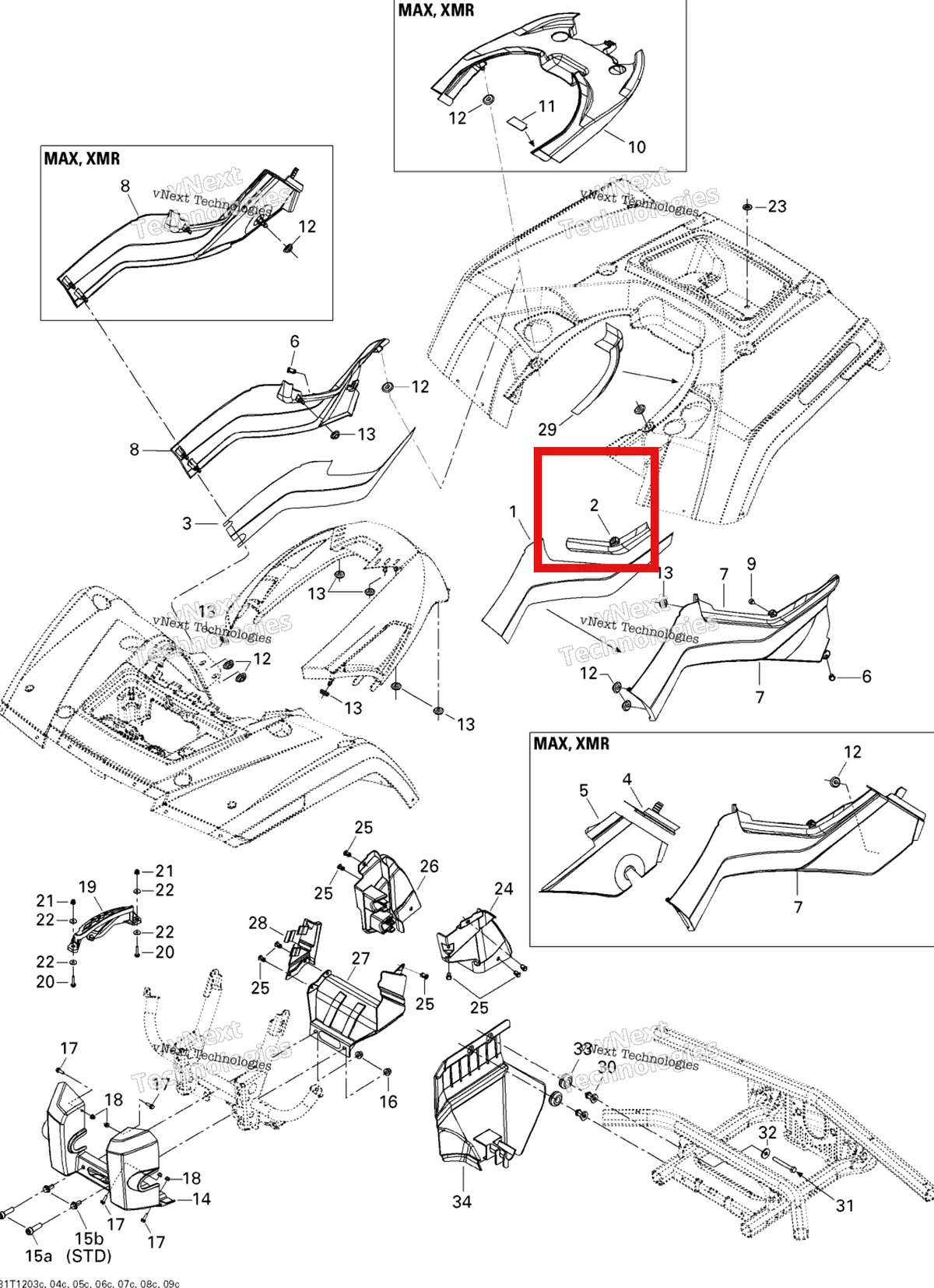 Деталь 705005617 на схеме узла 2012 Can-Am Outlander MAX 650EFI STD, XT & XT-P Body And Accessories 3