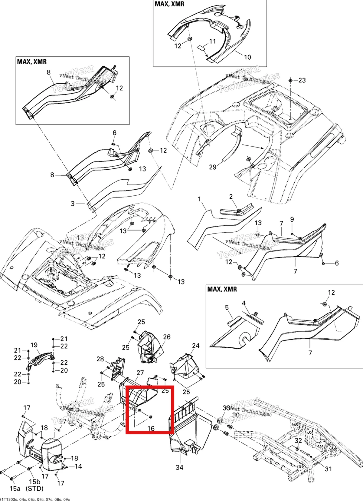 Деталь 705005623 на схеме узла 2012 Can-Am Outlander 500EFI STD & XT Body And Accessories 3