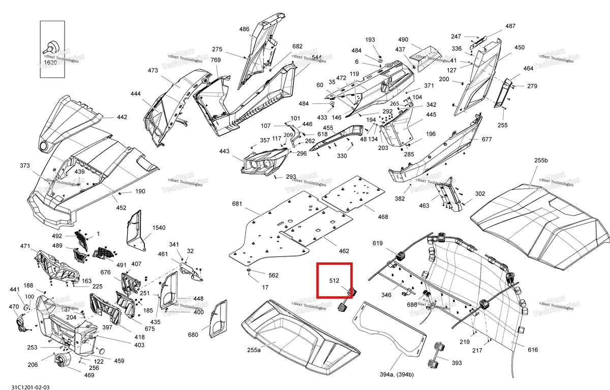 Деталь 705005719 на схеме узла 2012 Can-Am Commander LTD, 1000 EFI Body And Accessories