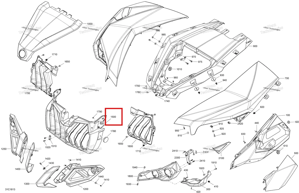 Деталь 705005784 на схеме узла 2018 Can-Am MAVERICK Body Front Part Maverick - Bright White Models