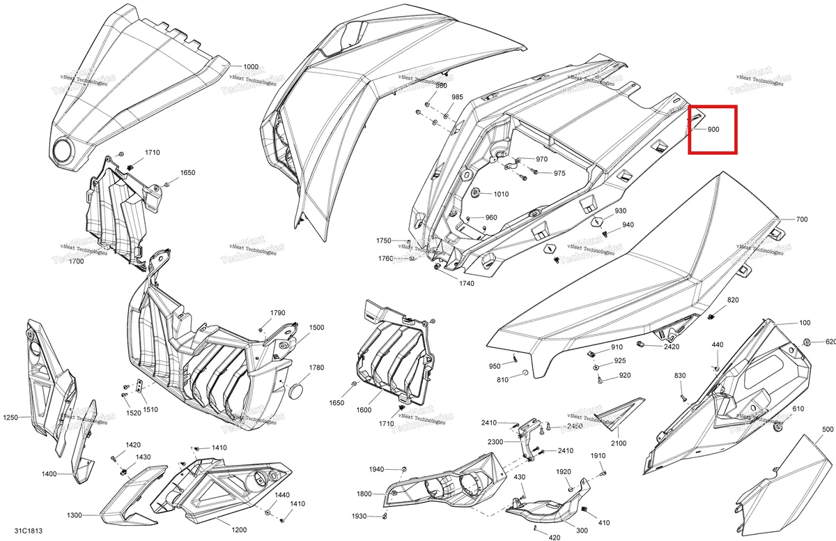 Деталь 705005821 на схеме узла 2018 Can-Am MAVERICK Body Front Part Maverick - Bright White Models
