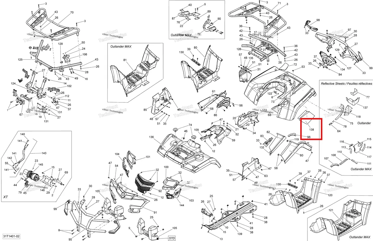 Деталь 705005889 на схеме узла 2014 Can-Am OUTLANDER 400 EFI, STD, XT Body And Accessories