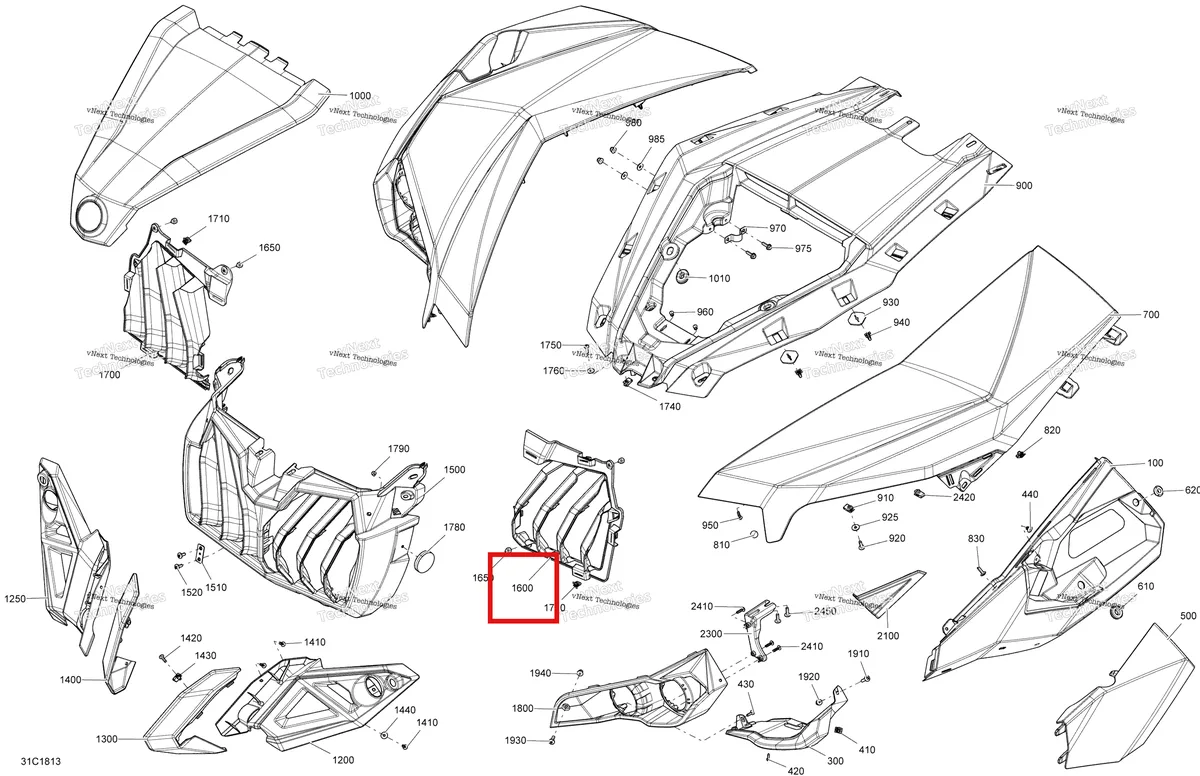 Деталь 705005983 на схеме узла 2018 Can-Am MAVERICK Body Front Part Maverick - Bright White Models