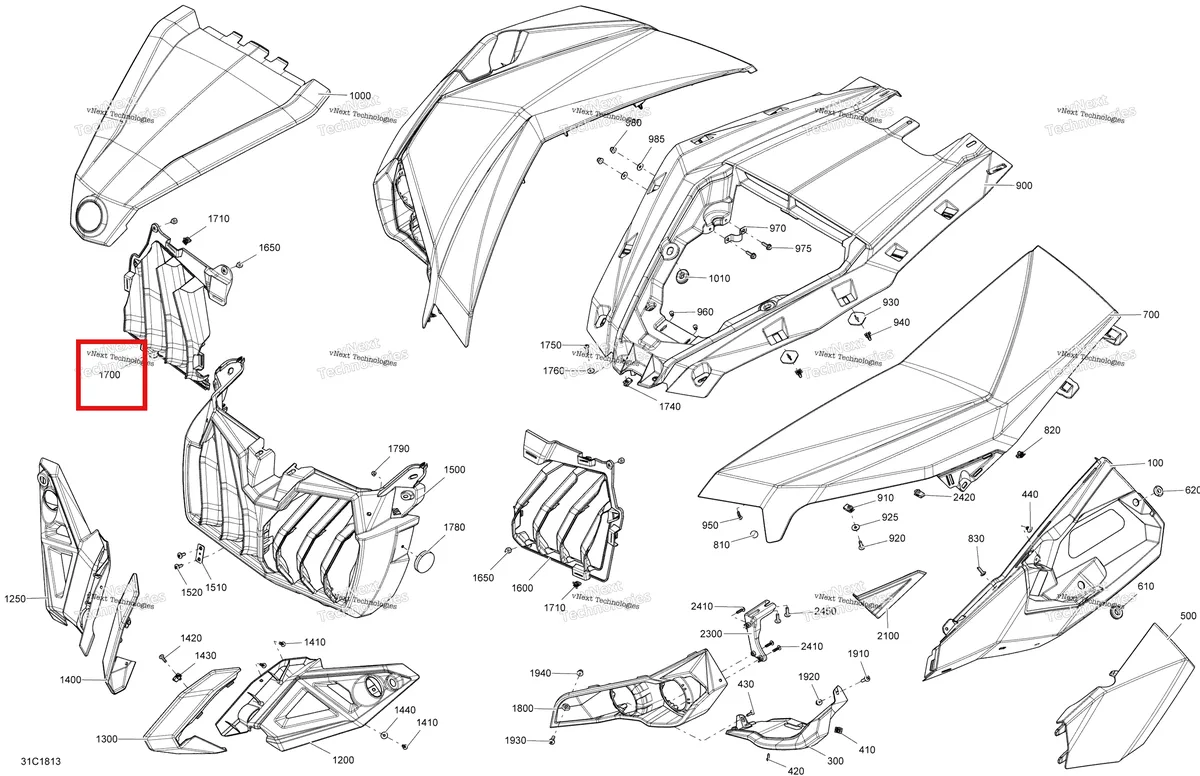 Деталь 705005984 на схеме узла 2018 Can-Am MAVERICK Body Front Part Maverick - Bright White Models