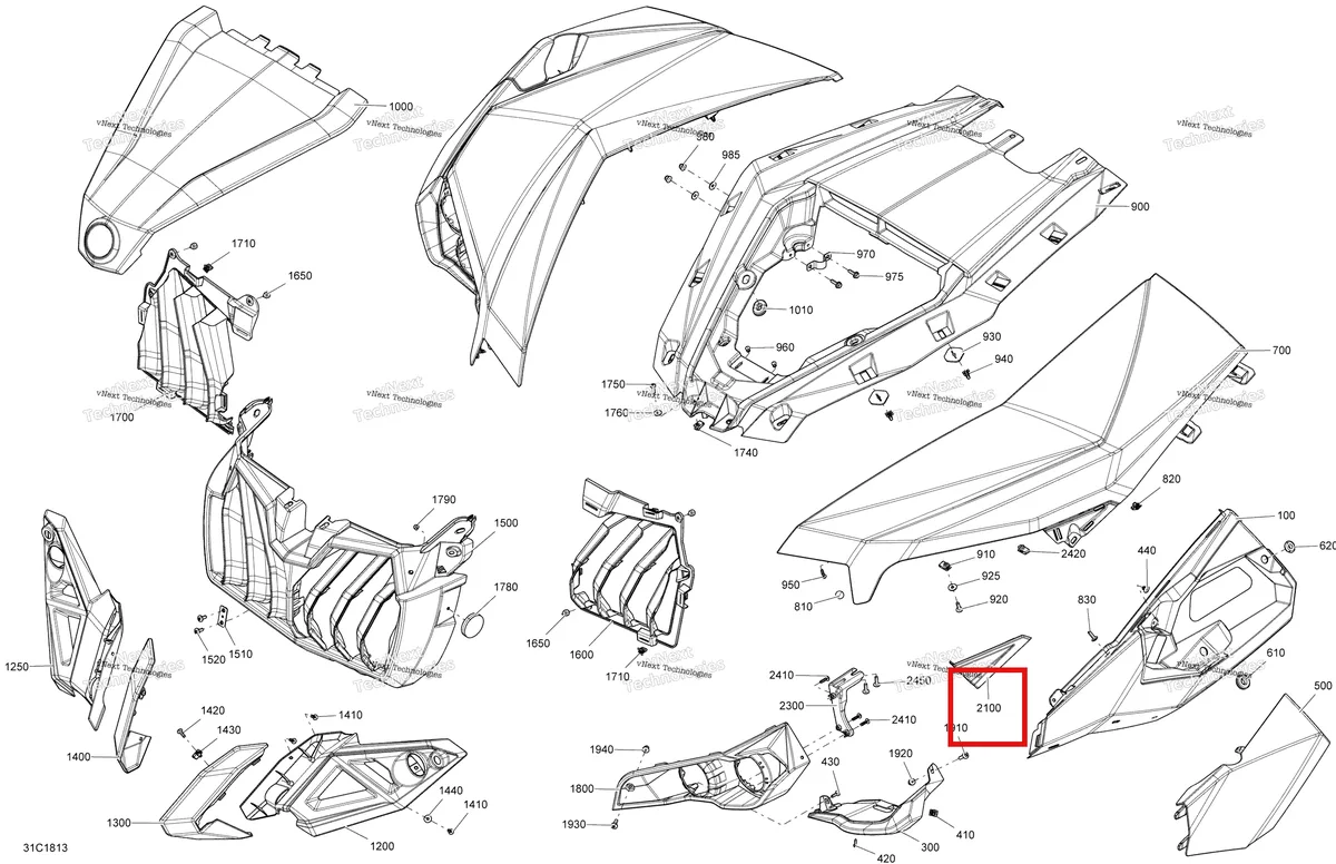 Деталь 705005993 на схеме узла 2018 Can-Am MAVERICK Body Front Part Maverick - Bright White Models