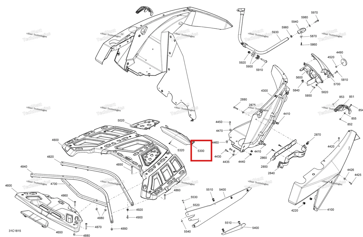 Деталь 705005994 на схеме узла 2018 Can-Am MAVERICK Body Rear Part Maverick - Bright White Models