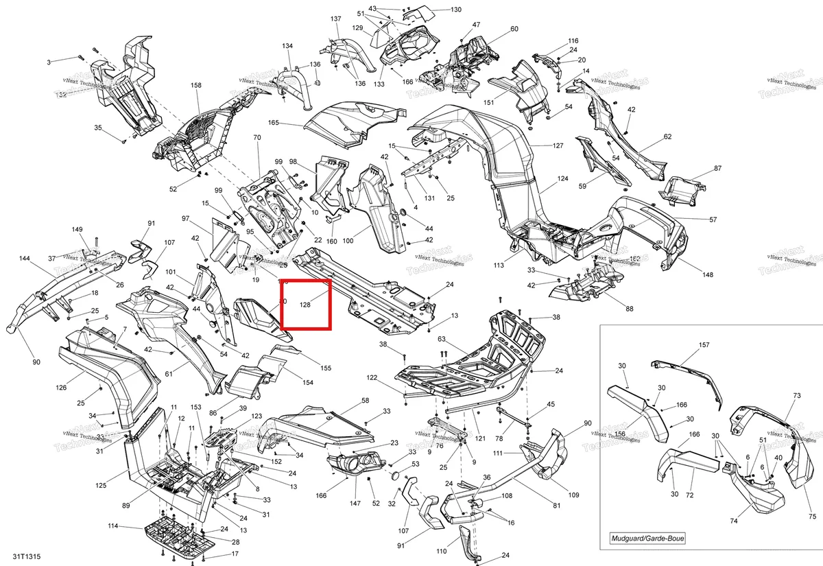 Деталь 705006018 на схеме узла 2013 Can-Am OUTLANDER 1000EFI XMR Body And Accessories