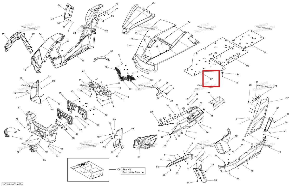 Деталь 705006075 на схеме узла 2014 Can-Am COMMANDER 1000 STD, DPS, XT, XT-P Body And Accessories
