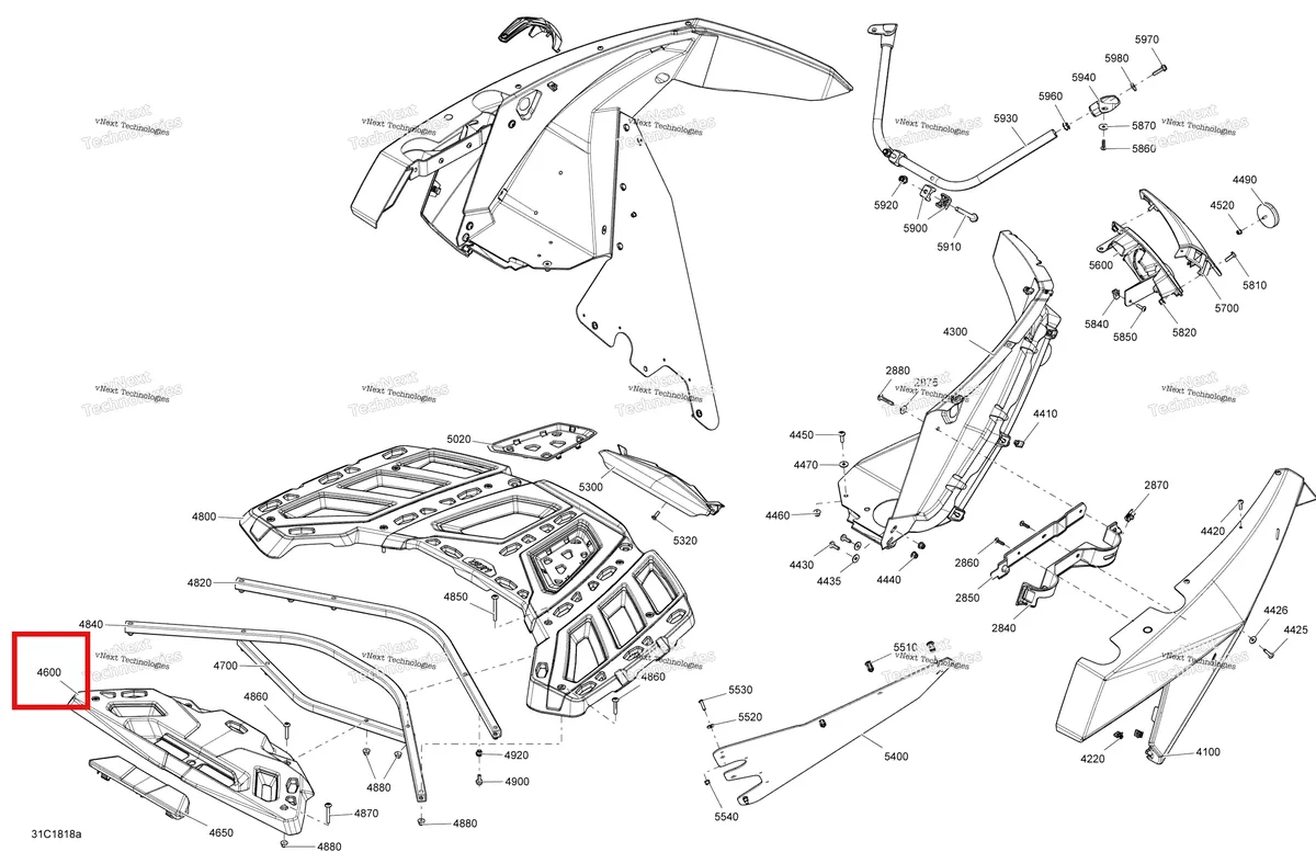 Деталь 705006128 на схеме узла 2018 Can-Am MAVERICK MAX Body Rear Part Maverick Max - Package Dps