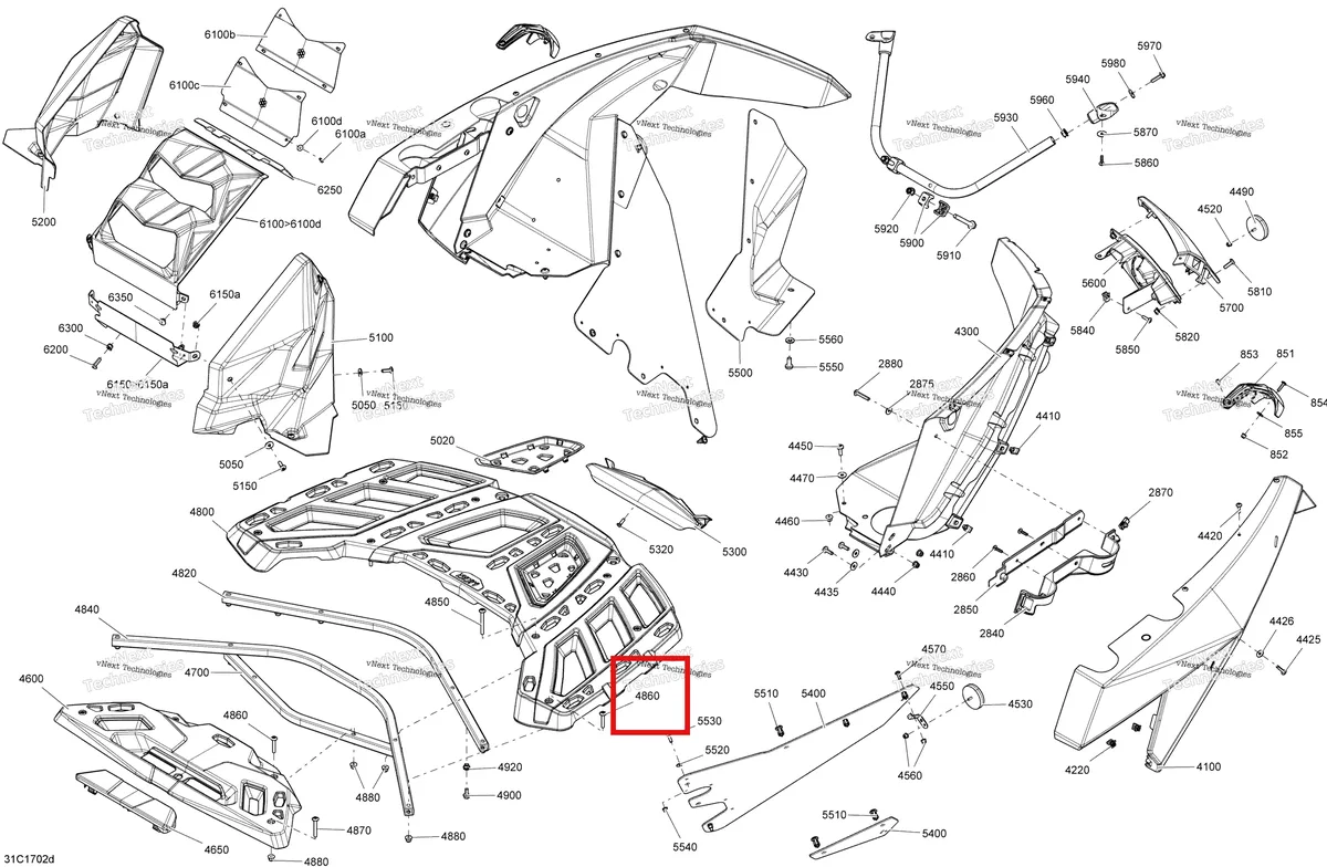 Деталь 705006132 на схеме узла 2017 Can-Am Maverick Body And Accessories - Rear Section All Models