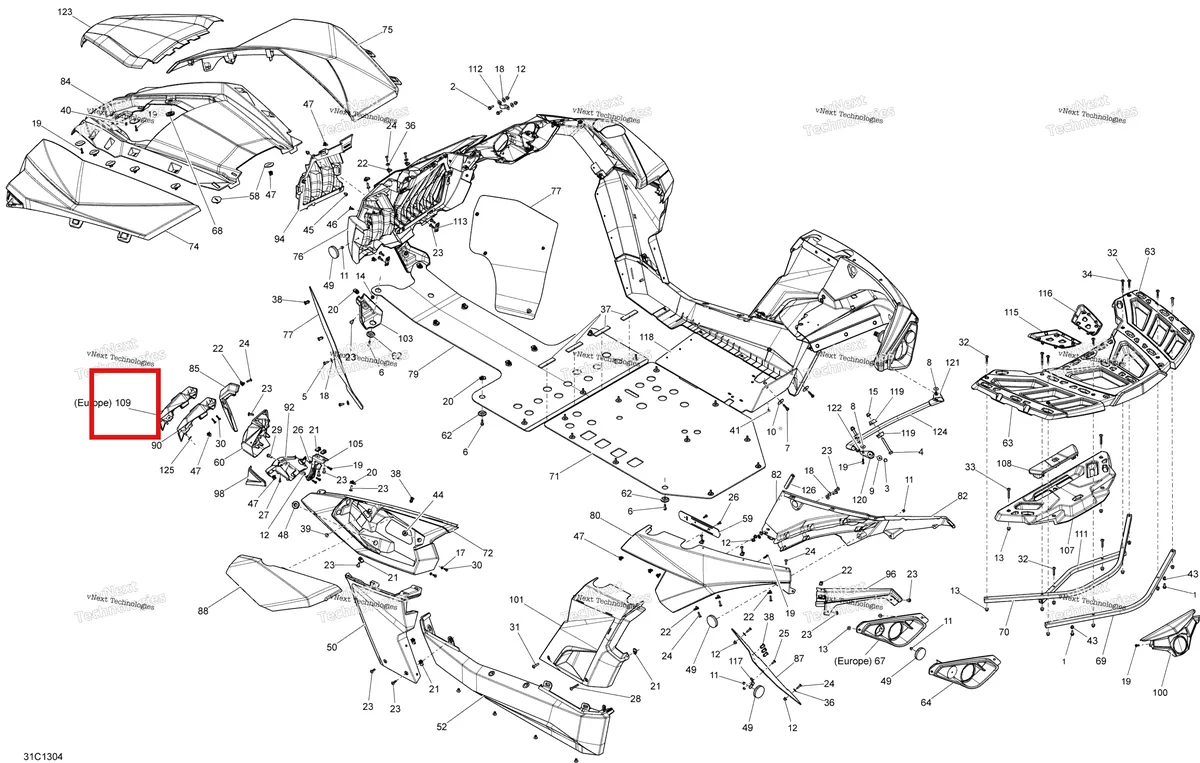 Деталь 705006213 на схеме узла 2013 Can-Am Maverick 1000, STD, XRS Body And Accessories