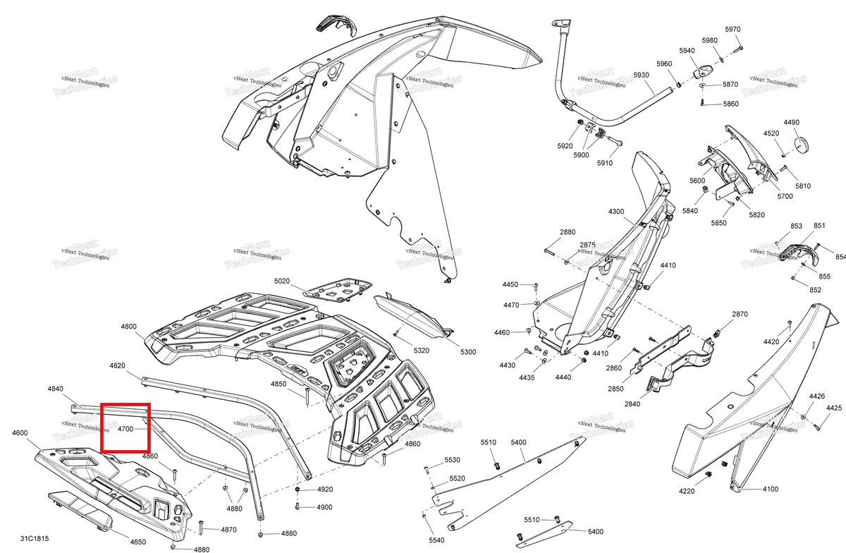 Деталь 705006279 на схеме узла 2018 Can-Am MAVERICK Body Rear Part Maverick - Bright White Models