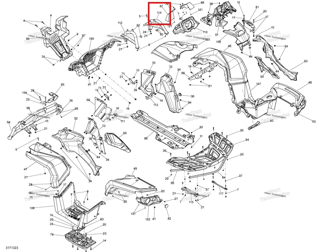 Деталь 705006403 на схеме узла 2013 Can-Am OUTLANDER 650EFI XMR Body And Accessories