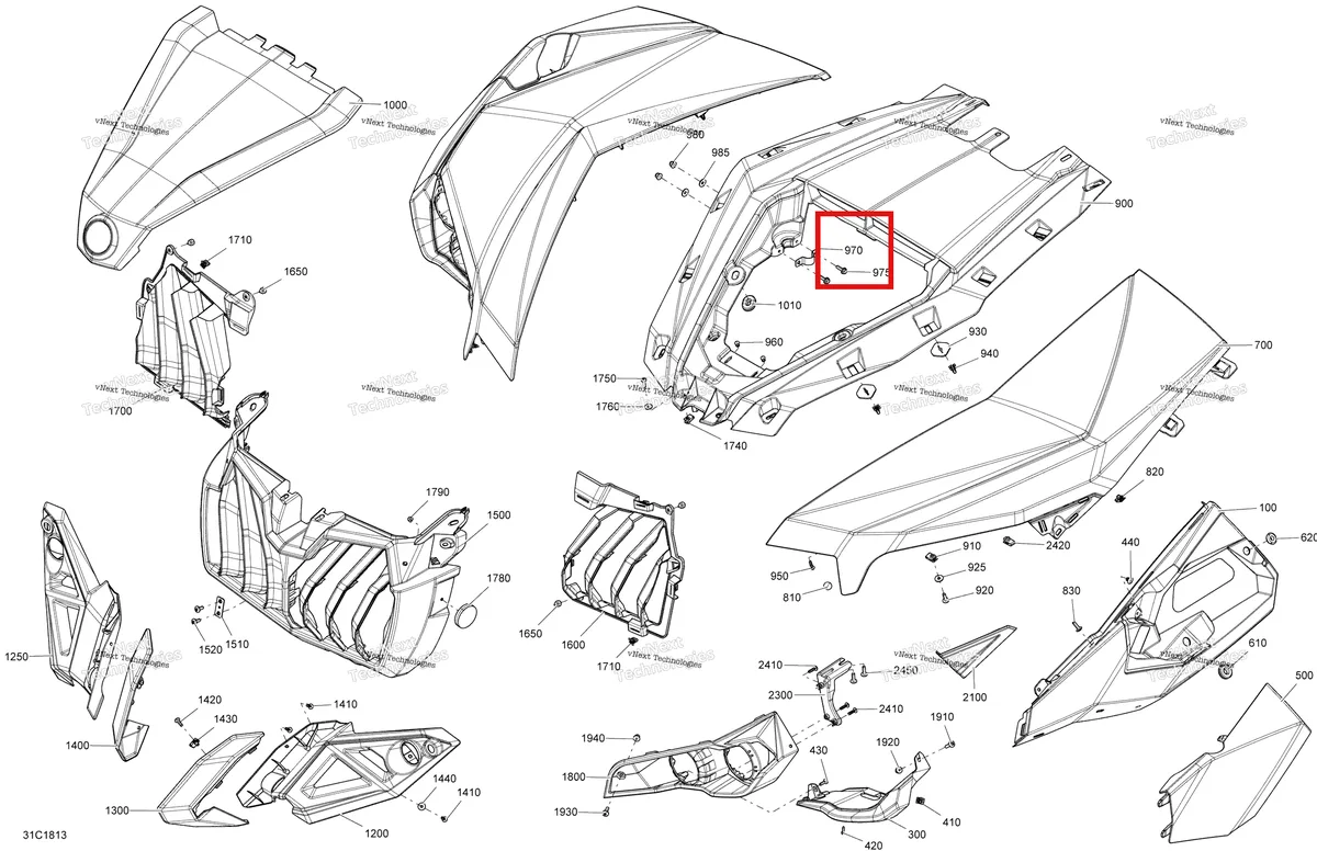 Деталь 705006623 на схеме узла 2018 Can-Am MAVERICK Body Front Part Maverick - Bright White Models