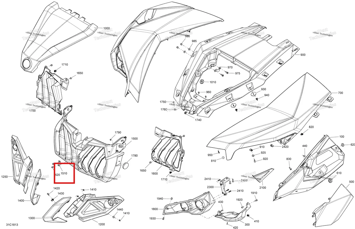 Деталь 705006635 на схеме узла 2018 Can-Am MAVERICK Body Front Part Maverick - Bright White Models