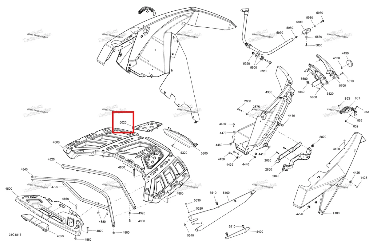 Деталь 705006713 на схеме узла 2018 Can-Am MAVERICK Body Rear Part Maverick - Bright White Models