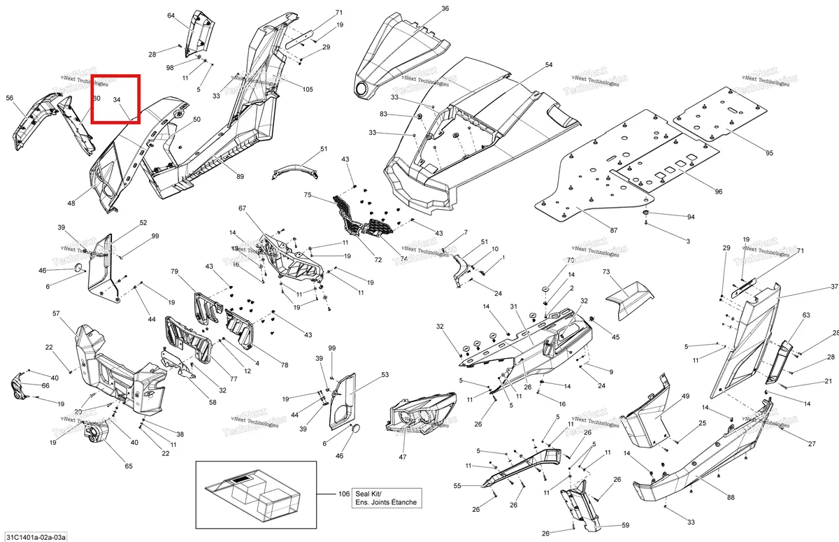 Деталь 705006755 на схеме узла 2014 Can-Am COMMANDER 1000 STD, DPS, XT, XT-P Body And Accessories