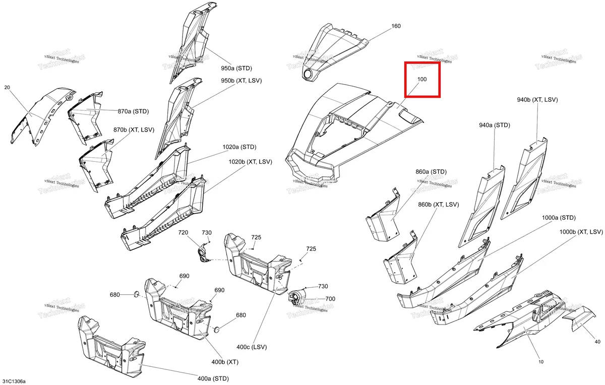 Деталь 705006806 на схеме узла STD, XT, LSV Body And Accessories