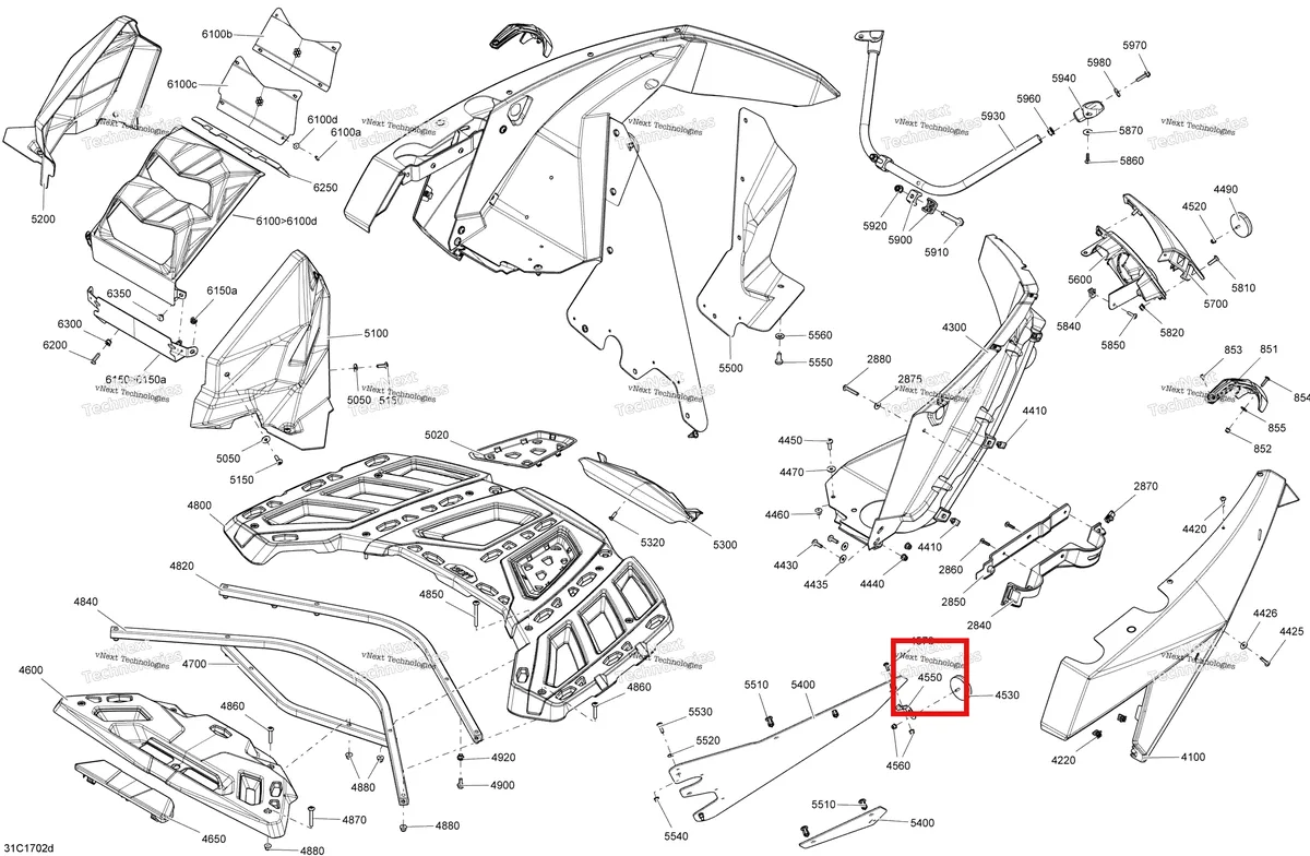 Деталь 705006828 на схеме узла 2017 Can-Am Maverick Body And Accessories - Rear Section All Models