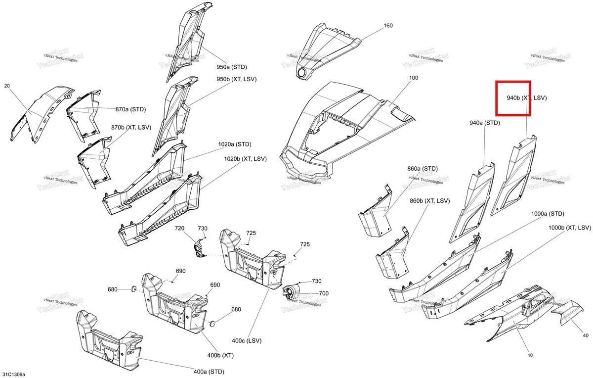 Деталь 705006918 на схеме узла STD, XT, LSV Body And Accessories