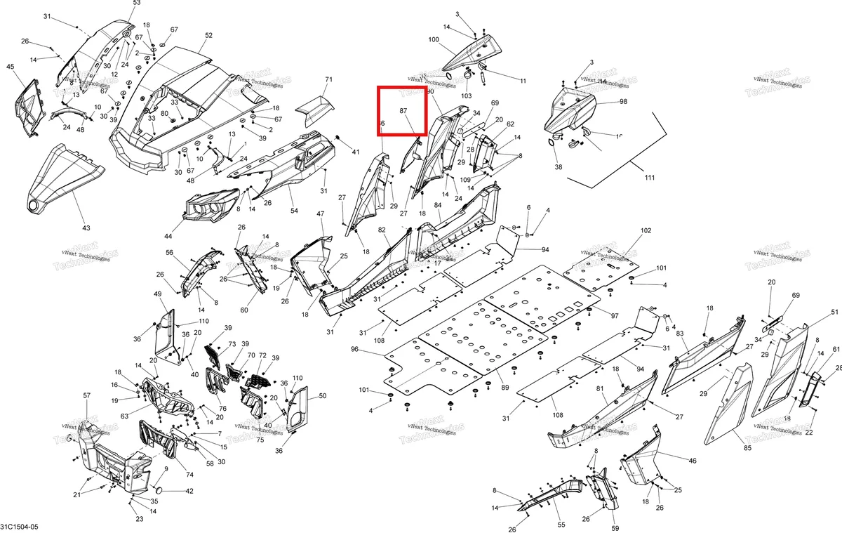Деталь 705007027 на схеме узла 2015 Can-Am COMMANDER MAX 1000_DPS_XT Body And Accessories