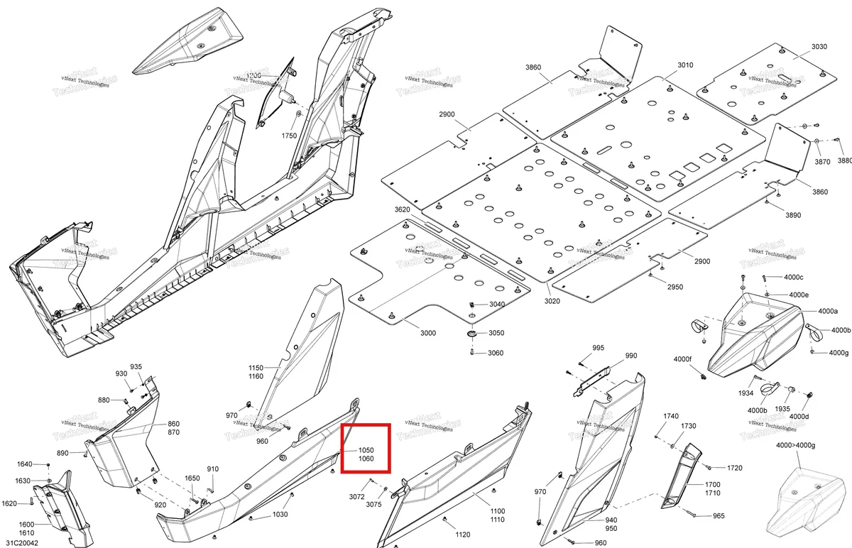 Деталь 705007035 на схеме узла 2020 Can-Am Commander MAX 1000R EFI Body - Mid Section - Asphalt Grey