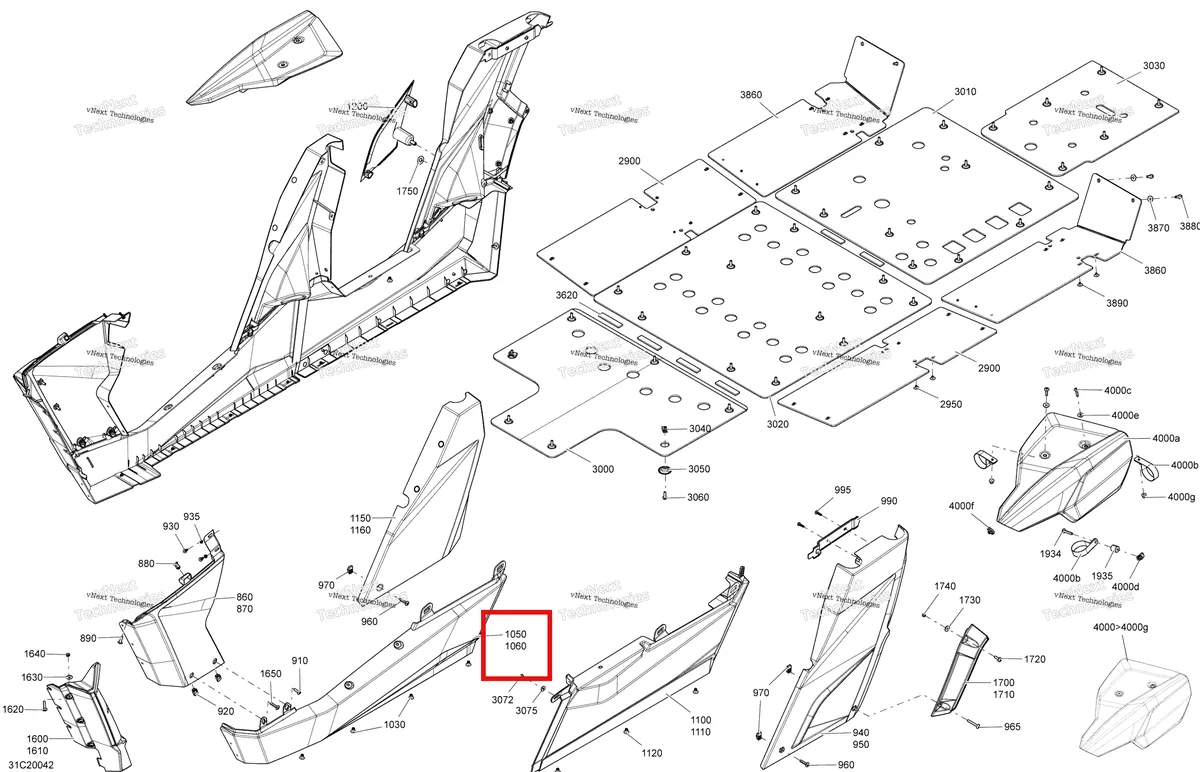 Деталь 705007036 на схеме узла 2020 Can-Am Commander MAX 1000R EFI Body - Mid Section - Asphalt Grey