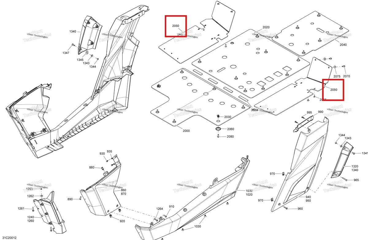 Деталь 705007038 на схеме узла 2020 Can-Am Commander 1000R EFI Body - Mid Section - Asphalt Grey