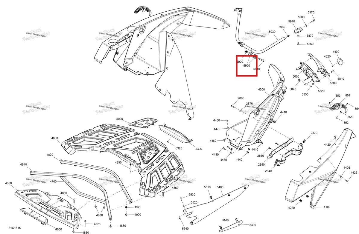 Деталь 705007044 на схеме узла 2018 Can-Am MAVERICK Body Rear Part Maverick - Bright White Models