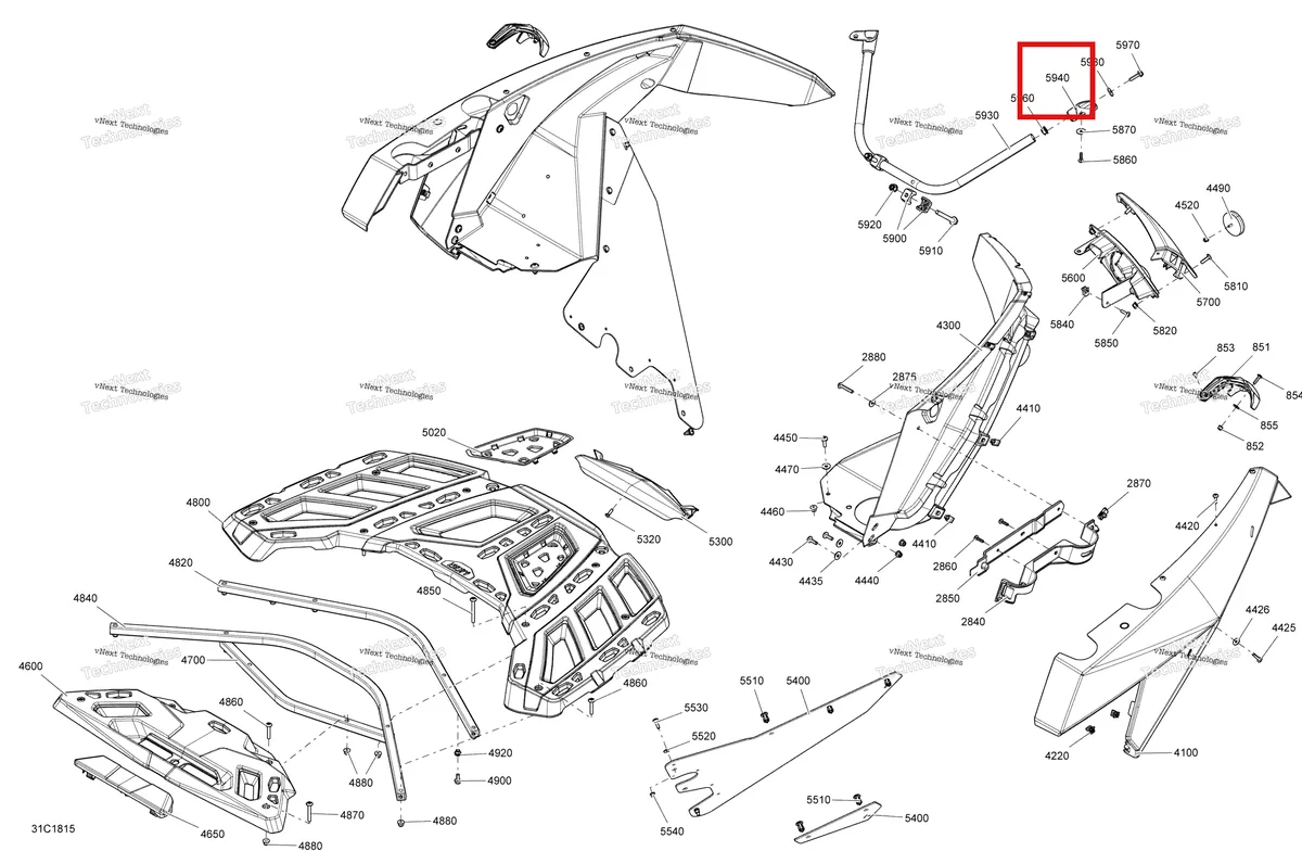 Деталь 705007046 на схеме узла 2018 Can-Am MAVERICK Body Rear Part Maverick - Bright White Models