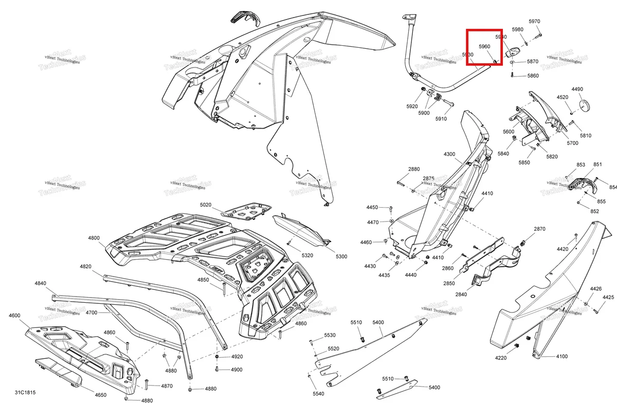 Деталь 705007047 на схеме узла 2018 Can-Am MAVERICK Body Rear Part Maverick - Bright White Models