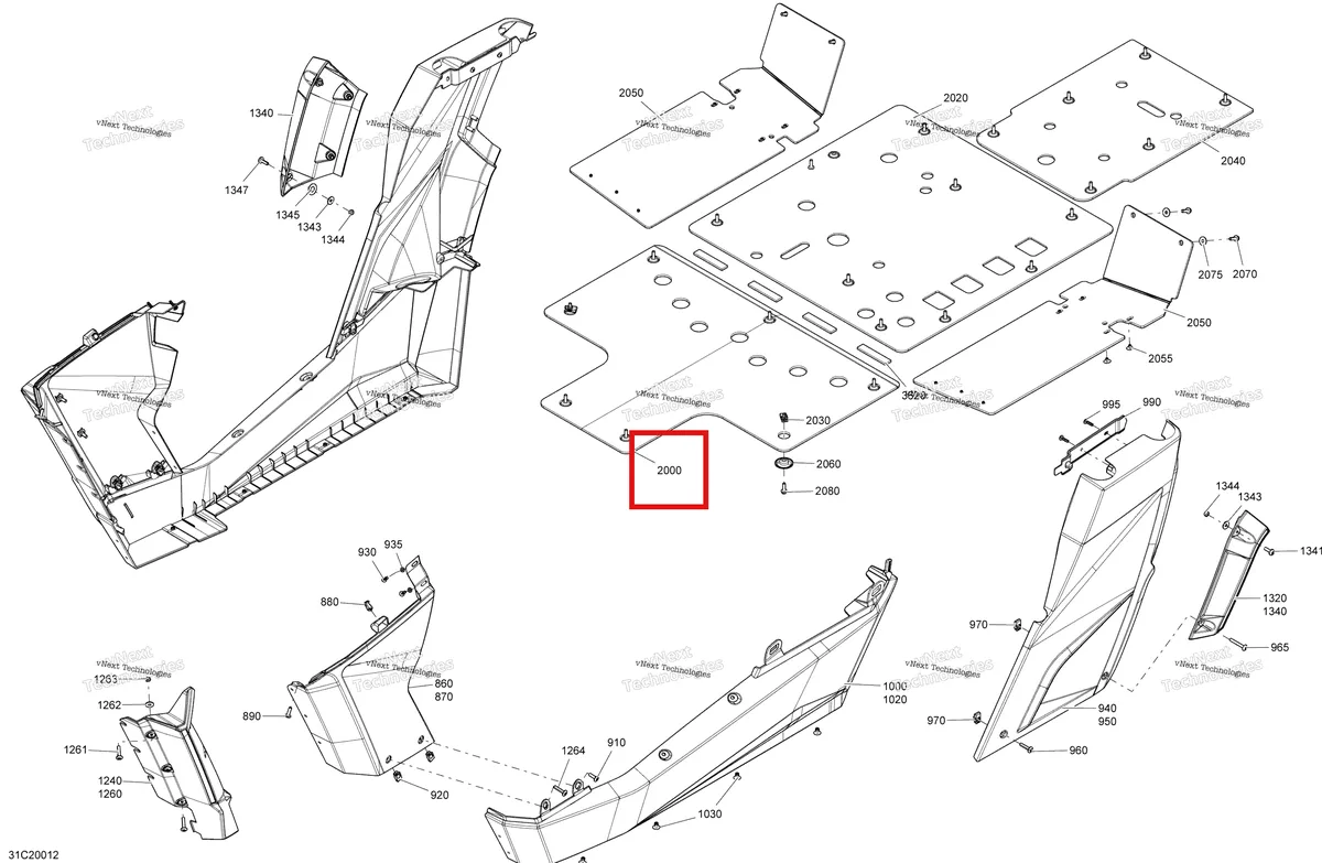 Деталь 705007055 на схеме узла 2020 Can-Am Commander 1000R EFI Body - Mid Section - Asphalt Grey
