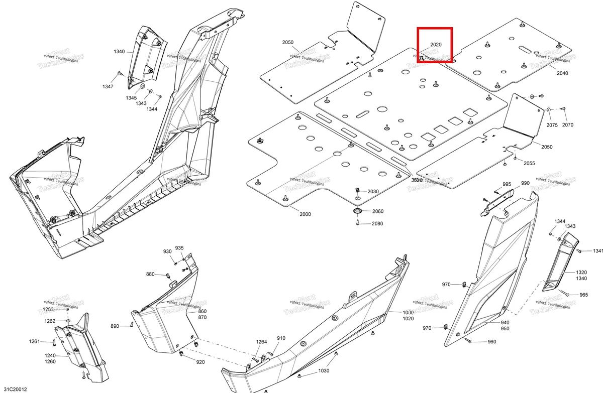 Деталь 705007056 на схеме узла 2020 Can-Am Commander 1000R EFI Body - Mid Section - Asphalt Grey
