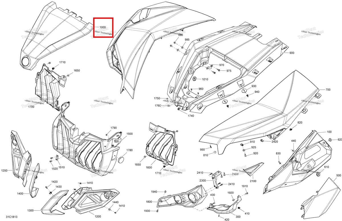 Деталь 705007060 на схеме узла 2018 Can-Am MAVERICK Body Front Part Maverick - Bright White Models