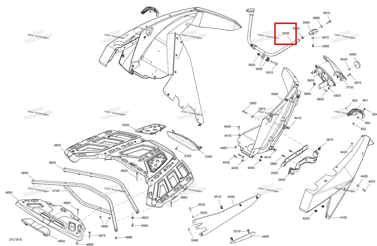 Деталь 705007299 на схеме узла 2018 Can-Am MAVERICK Body Rear Part Maverick - Bright White Models