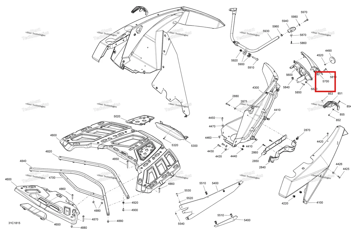 Деталь 705007370 на схеме узла 2018 Can-Am MAVERICK Body Rear Part Maverick - Bright White Models