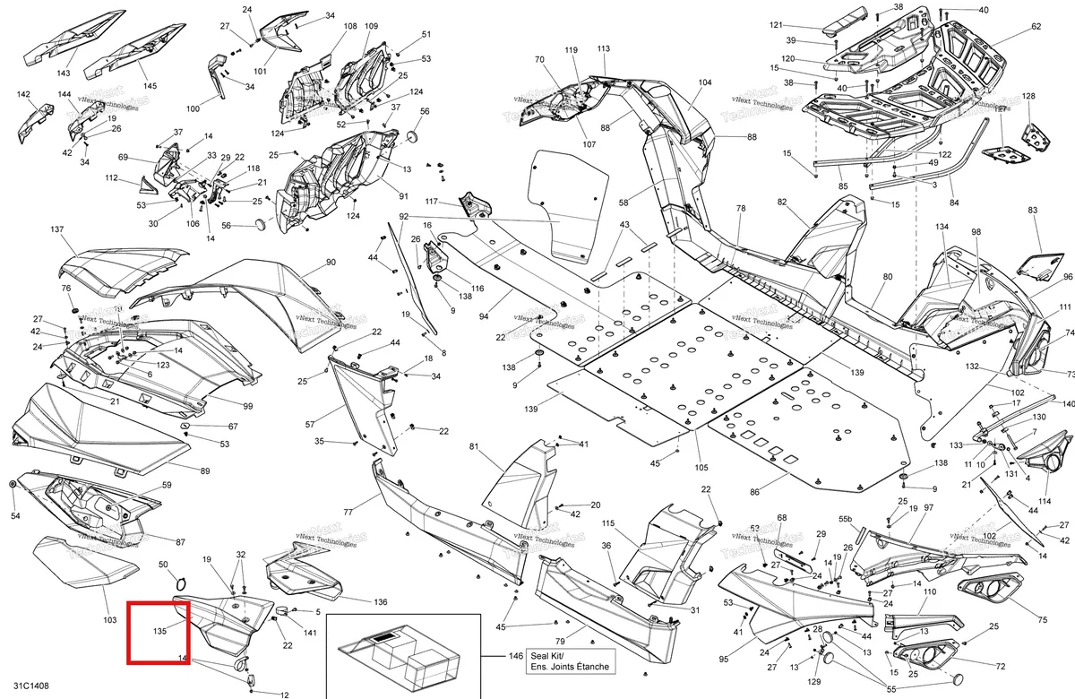Деталь 705007427 на схеме узла 2014 Can-Am MAVERICK MAX 1000, STD, XRS, XRS-DPS Body And Accessories
