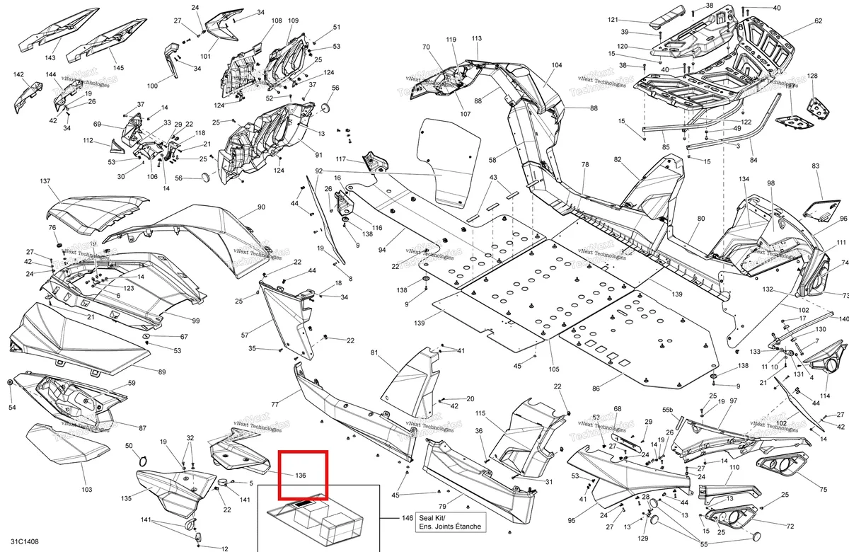 Деталь 705007428 на схеме узла 2014 Can-Am MAVERICK MAX 1000, STD, XRS, XRS-DPS Body And Accessories