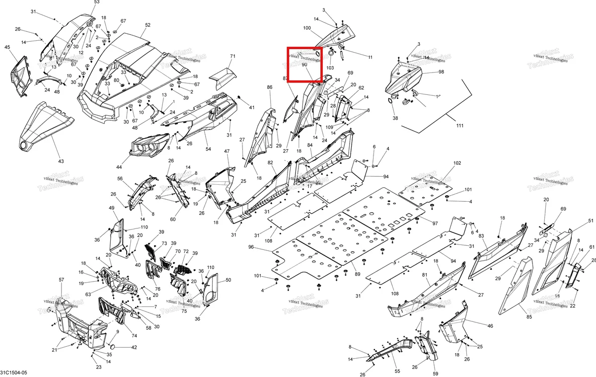 Деталь 705007621 на схеме узла 2015 Can-Am COMMANDER MAX 1000_DPS_XT Body And Accessories