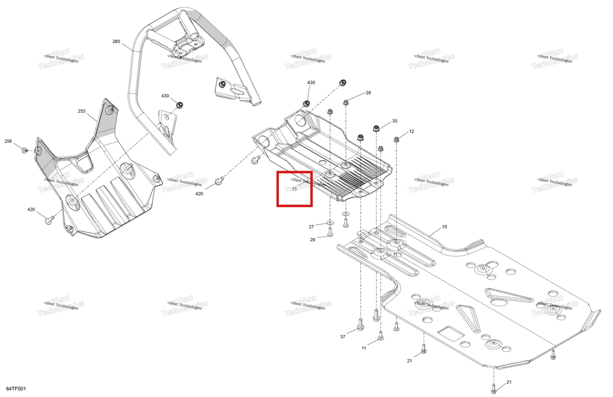 Деталь 705007820 на схеме узла 2026 Can-Am RENEGADE - 4X4 - XXC - 1000R EFI - 5VTB - Catalyst Gray Body - Skid Plate And Bumper