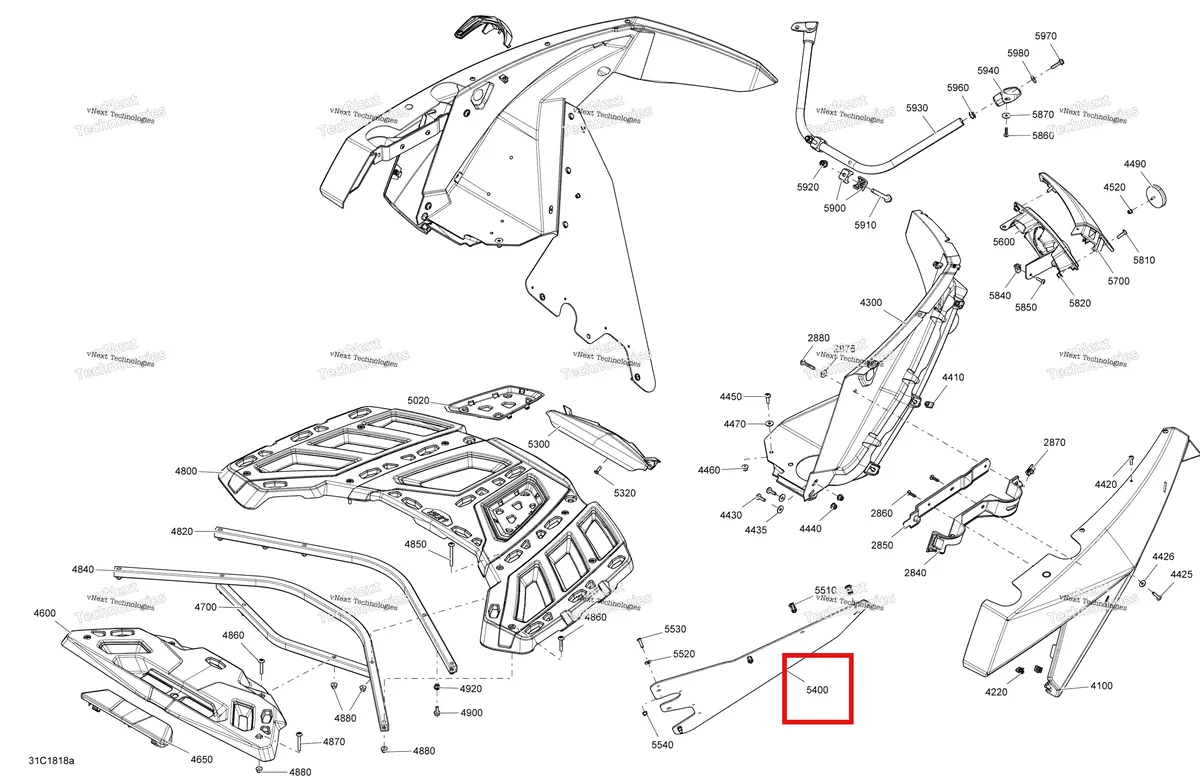 Деталь 705007828 на схеме узла 2018 Can-Am MAVERICK MAX Body Rear Part Maverick Max - Package Dps